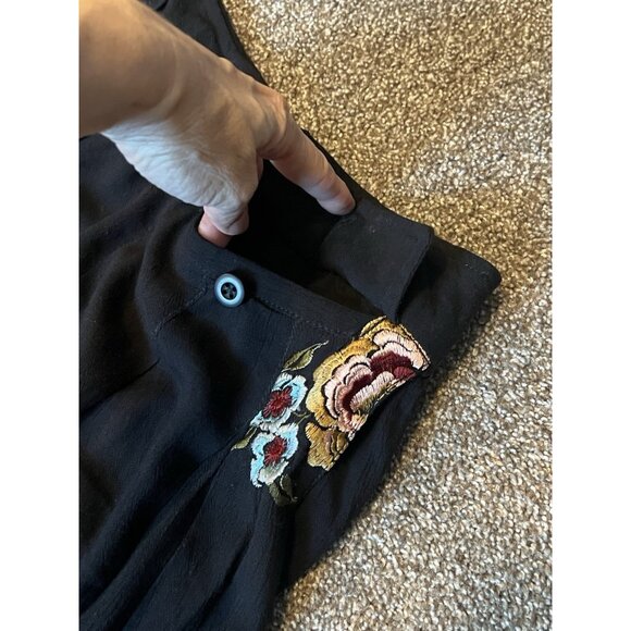 Free People Pants Wide leg Florence Embroidered Striped Boho Floral Size 8 - Picture 16 of 16